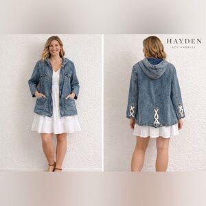 Hayden women’s Light Blue Hooded Denim Jacket 90’s Casual size M